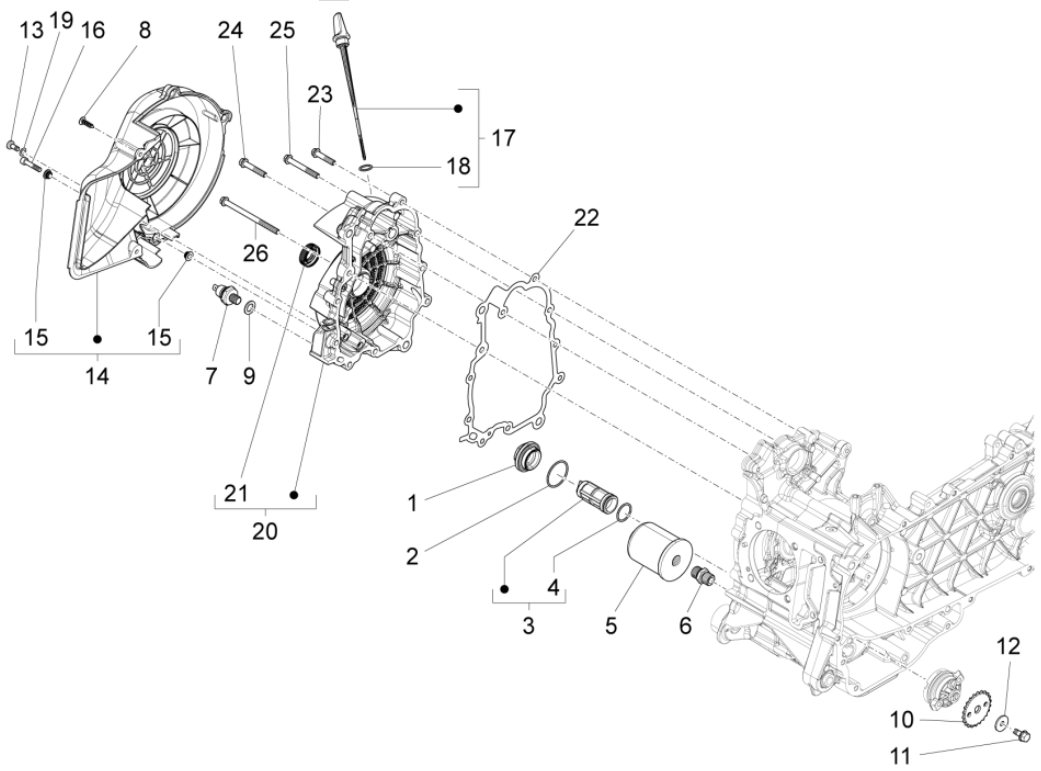 Magnetische Schwungradabdeckung für Piaggio Fly 125 4-Takt 3V IE E3