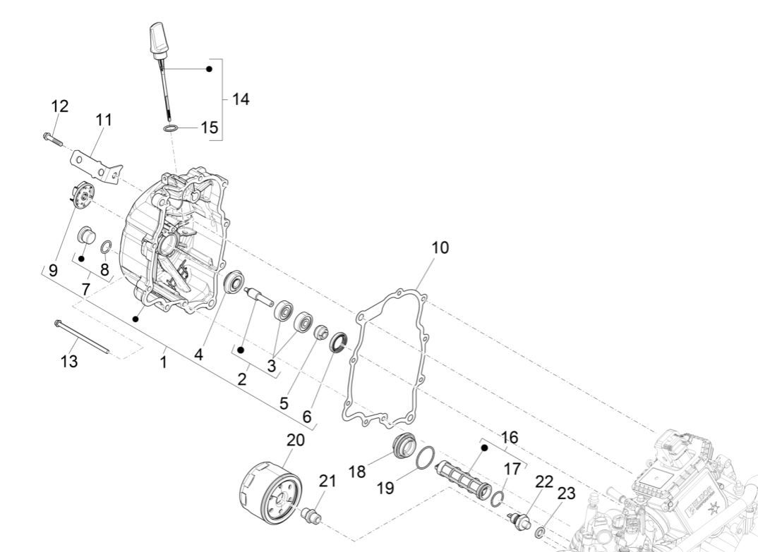 Magnetische Schwungradabdeckung - Piaggio MP3 300 ie E4 LT BUSINESS Ölfilter - SPORT NOABS-ABS 2016 - 2018 (EMEA)