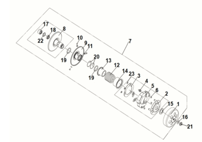 Driven pulley assy Sym Jet 14 125I LC E5 2021-2024