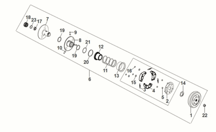 Sym Orbit III 50 E5 angetriebene Riemenscheiben-Assy