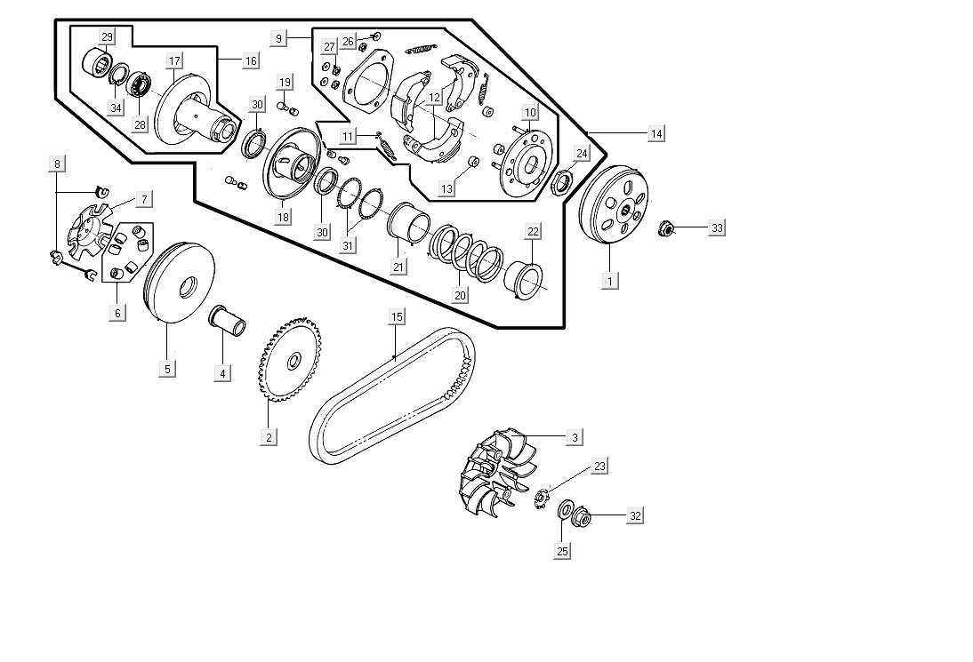 Variomatik-Kupplung Kymco People S 50i E4 Blau