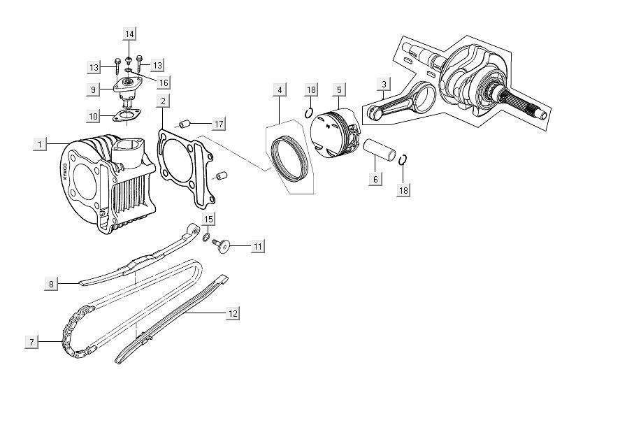 Zylinder-Kurbelwelle Kymco People S150i E4