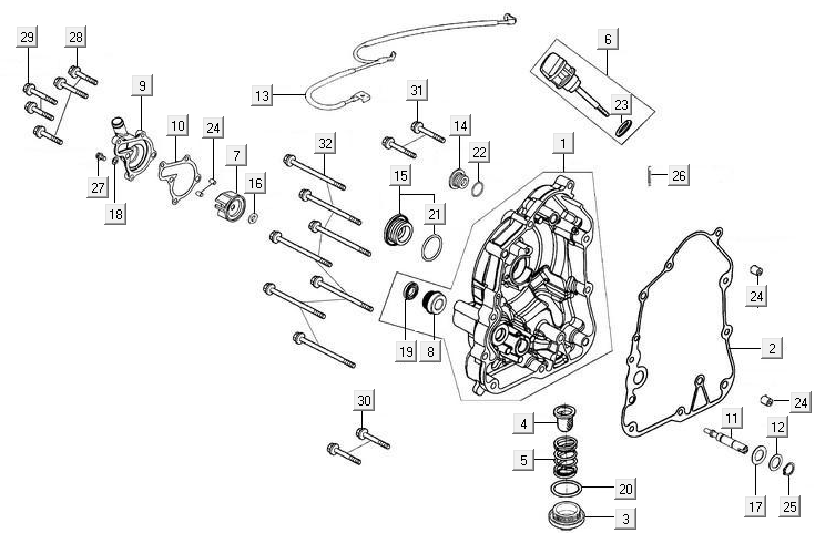 Kurbelgehäuse Rechts Kymco New Downtown 125I ABS