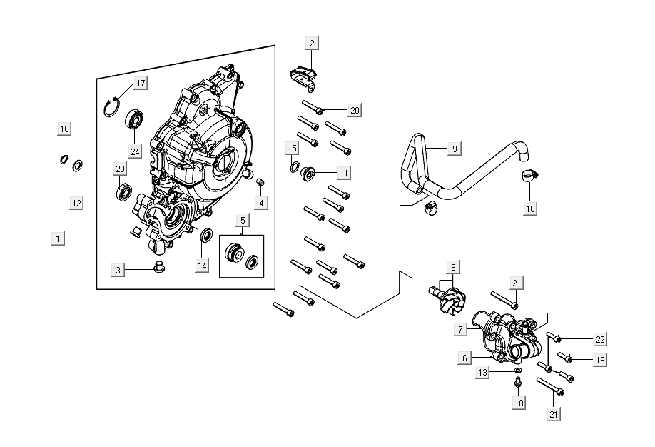 Wasserpumpendeckel links Kymco AK550i