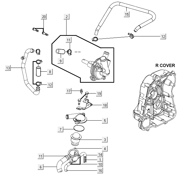 Wasserpumpe Kymco Xciting 500R EVO
