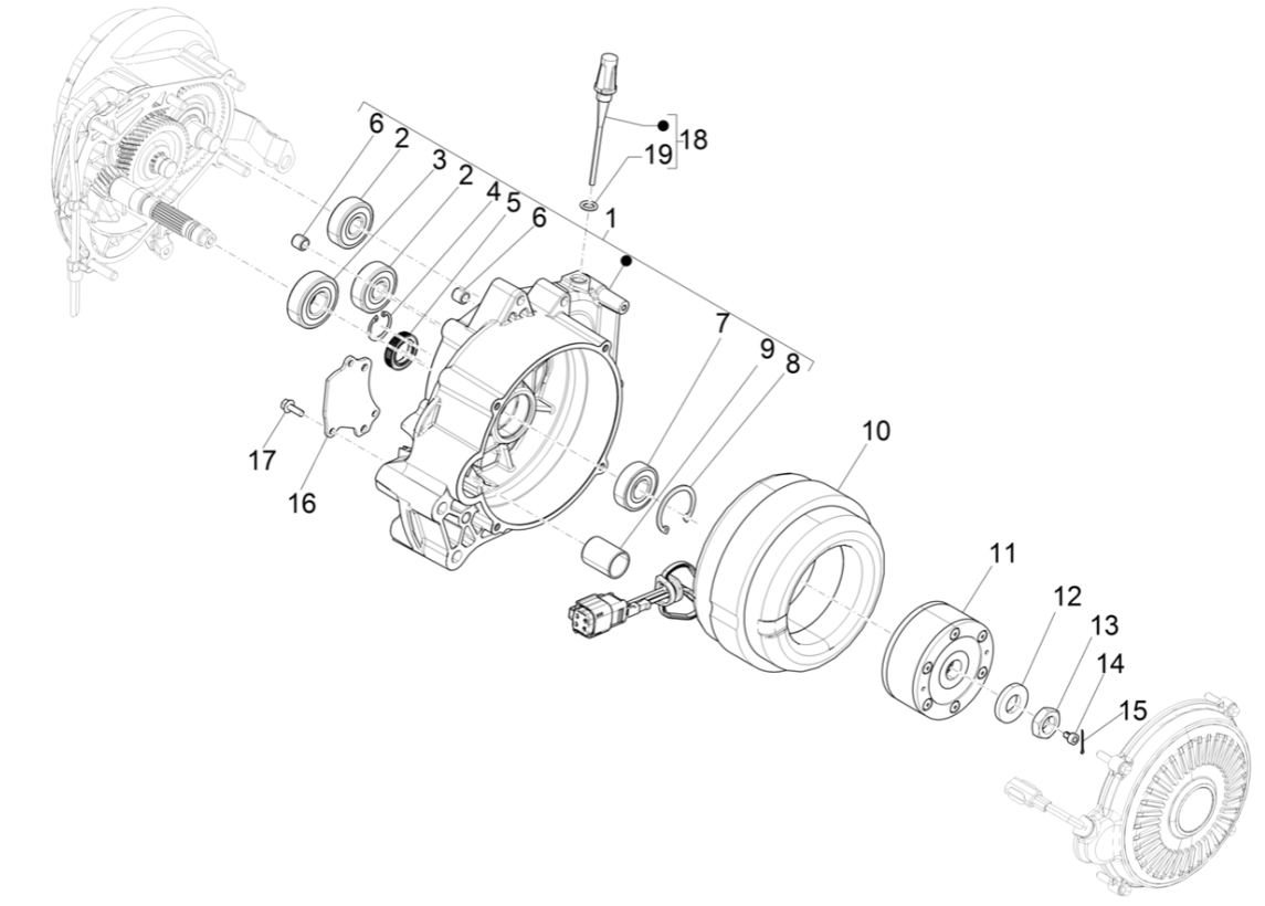 Elektromotor für Traktion Vespa Erica 45KM/H E5 2021 (EMEA)