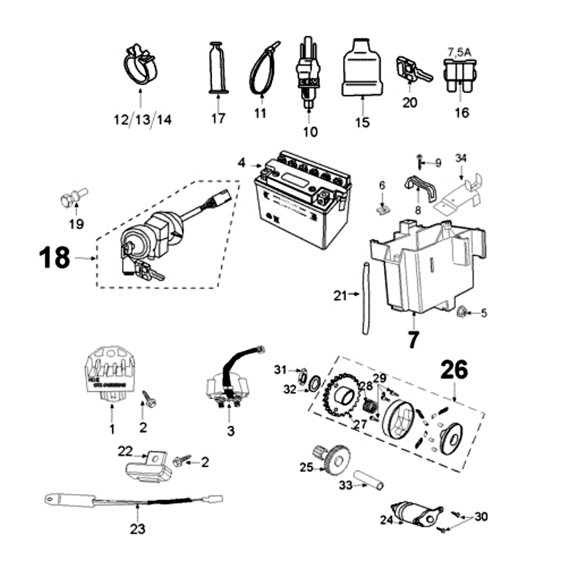 Elektrisches Teil Peugeot Ludix 14 schwarz