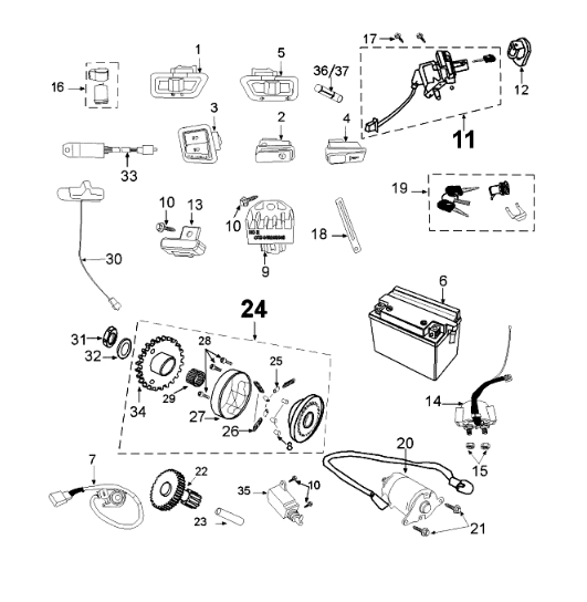Elektrisch gedeelte Peugeot Tweet 125 E3 2010-2013