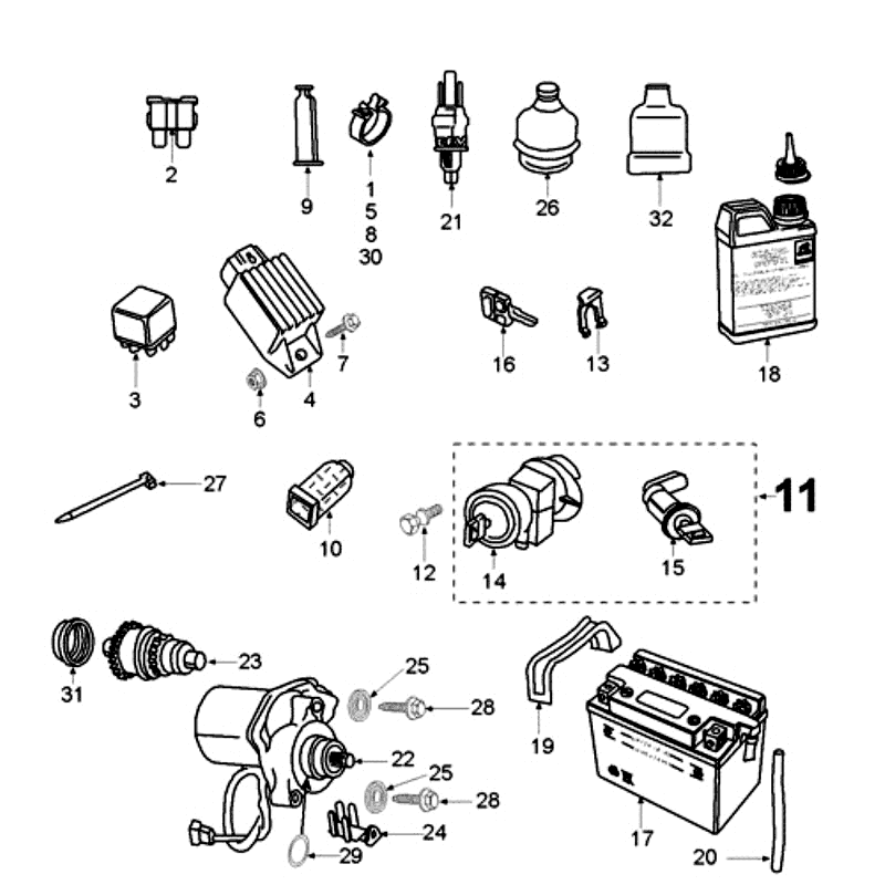Elektrisches Teil Peugeot Vivacity Blau
