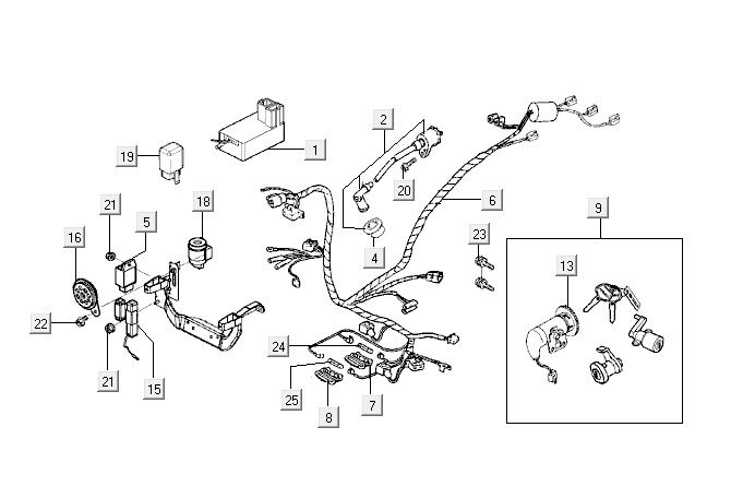Elektrikteile Kymco Super9 2t lc o.m mattschwarz-gelb