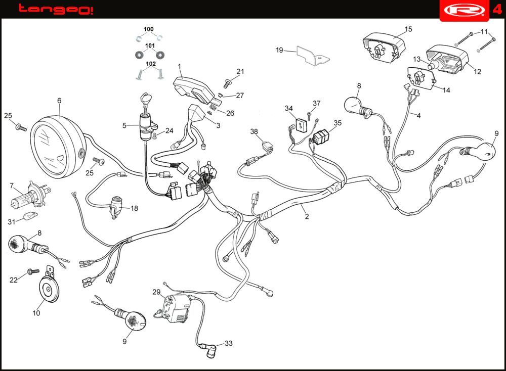 Elektroteile Rieju Tango rot 2008 2-Takt