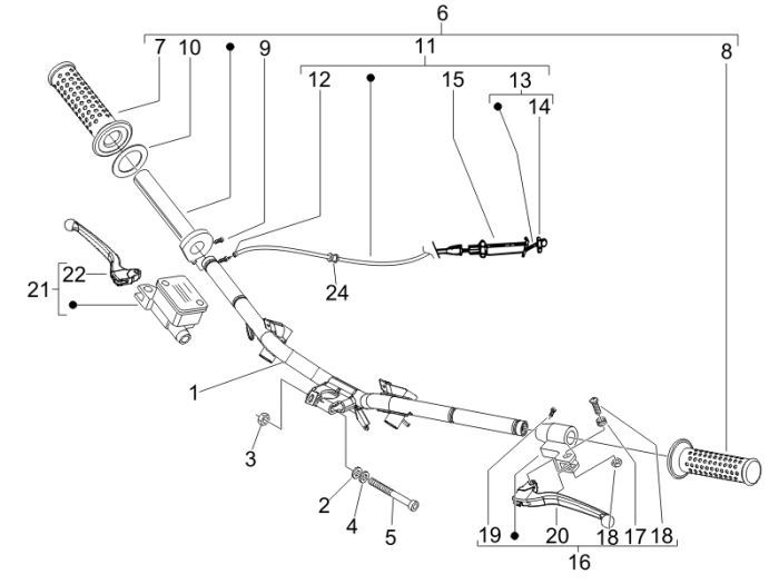 Lenker - Hauptbremszylinder- Bremshebel - Lenkergriffe Piaggio Fly 50 4T AC