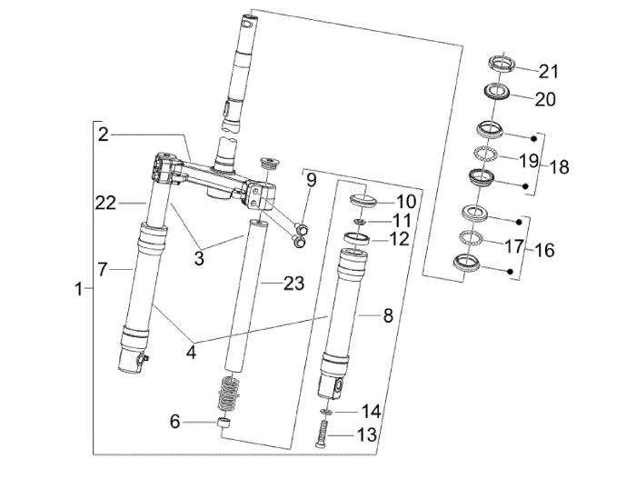 Vordergabel Piaggio Fly 4-Takt