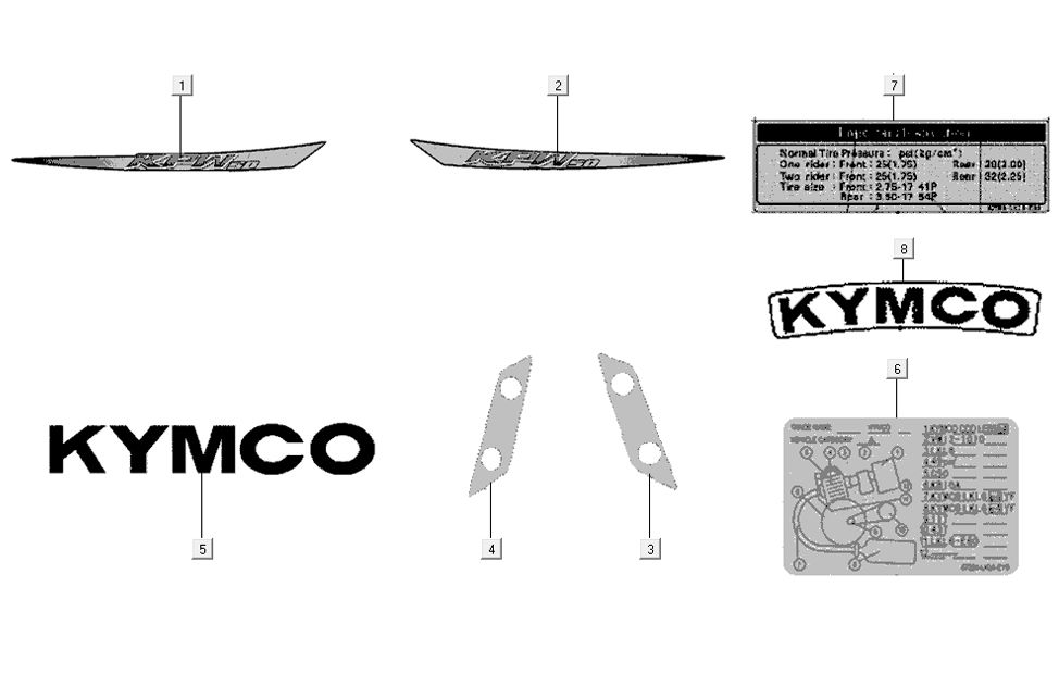Emblem-Set - Aufkleber Kymco K-Pipe 4-Takt Weiß