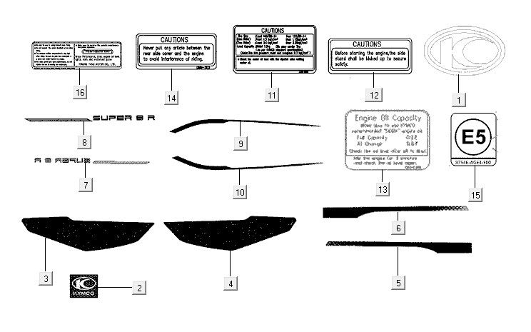 Emblem stripe Kymco Super8 R E5 NARDO GRIJS