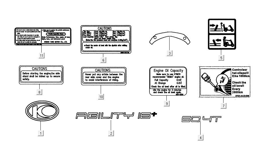 Infosticker Kymco Agility 16'+ 4-Takt-Einspritzung euro4 mattblau