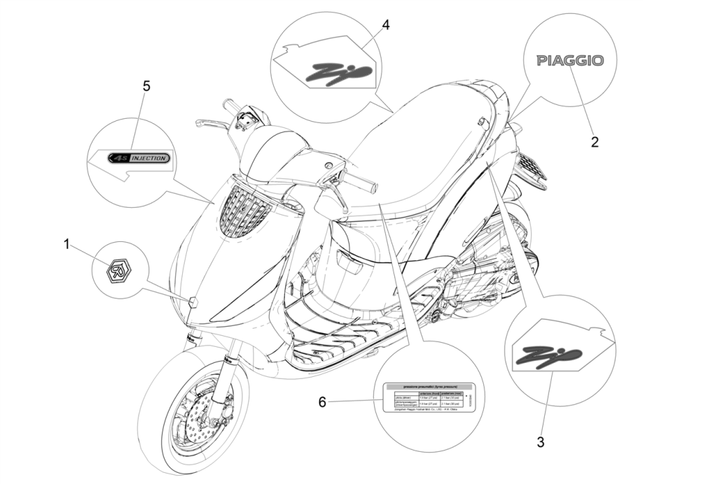 Embleme Piaggo Zip 4-Takt (Euro4-Einspritzung IGET)