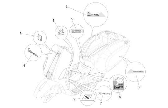 Embleme Vespa Primavera 4-Takt 3-Ventil (Euro4-Einspritzung iget)