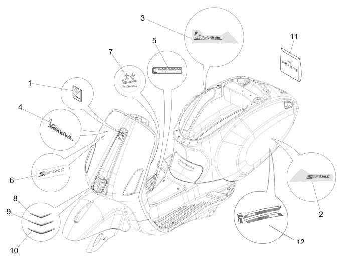 Embleme Vespa Sprint -partsproduct-emblemen-vespa-sprint-25km-4-takt-2-klepper