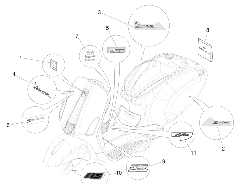 Embleme Vespa Sprint - Embleme Vespa Sprint 4-Takt 3-Ventil Euro4
