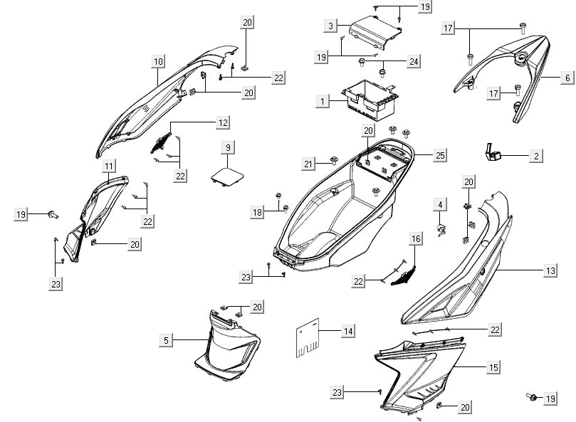 Motorverkleidungen - Helmfach - Gepäckträger hinten Kymco Agility 16