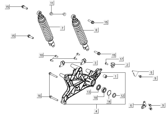 Stoßdämpfer hinten Kymco New Downtown 350I ABS