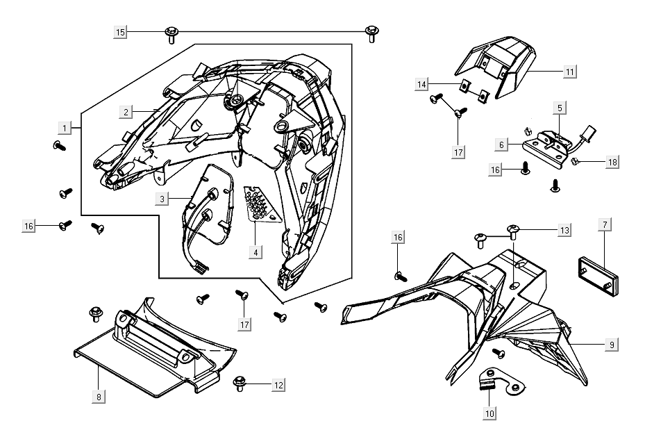Rücklicht Kotflügel Kymco AK550i