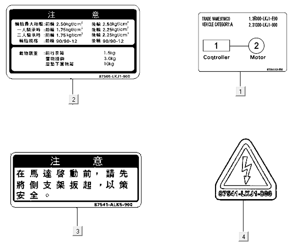 Warnaufkleber Kymco E-Vitality