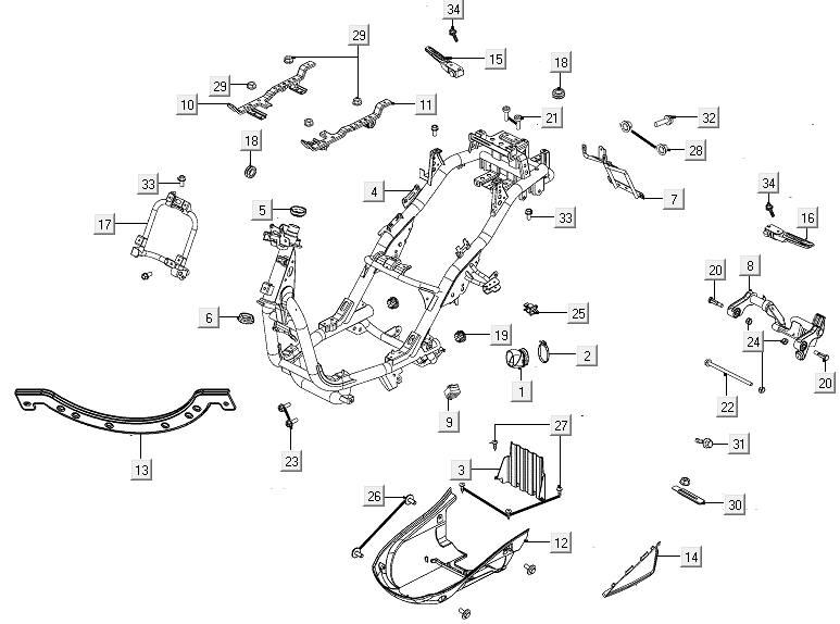 Rahmen Motorhalterung Kymco New Like 150I E4