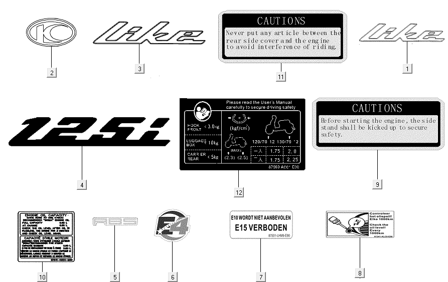 Emblem Aufkleber Kymco Neu Like 150I E4