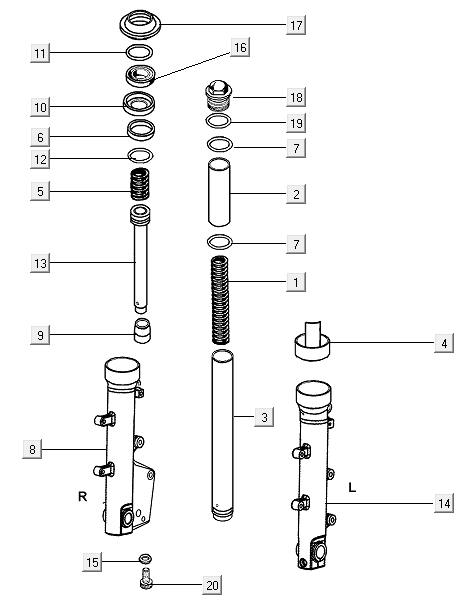 Vordergabel-Beinteile Kymco Xciting 500R EVO