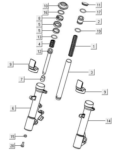 Telegabel Teile Kymco New Downtown 350I ABS-Separated Parts Of FR Fork Kymco New Downtown 350I ABS