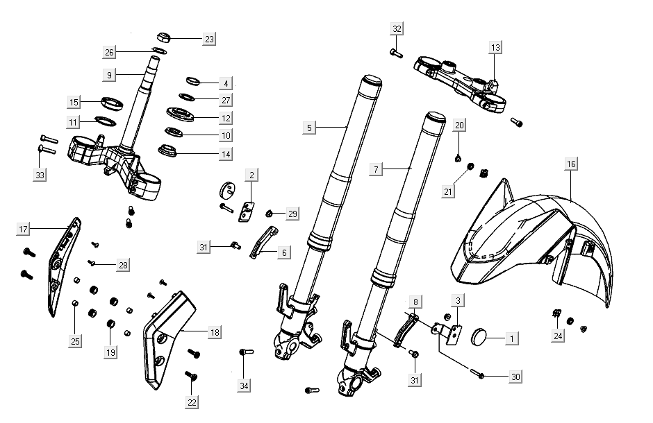 Vordergabel Kymco AK550i Matt schwarz