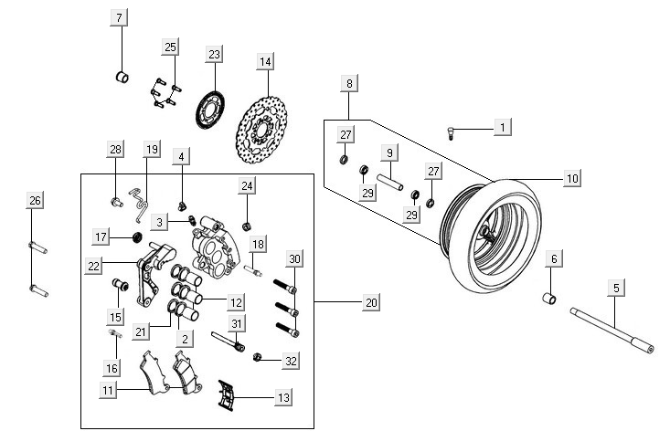 Vorderradbremssattel Kymco New Downtown 350I ABS