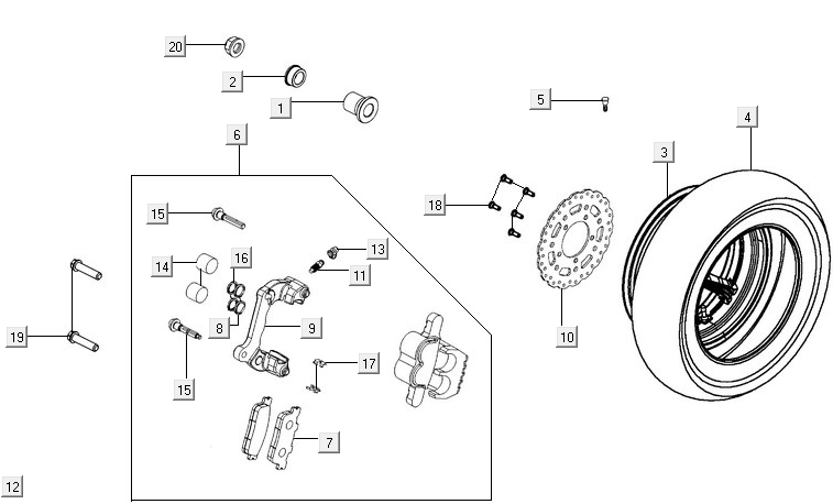 Hinterrad Kymco New Downtown 125I ABS