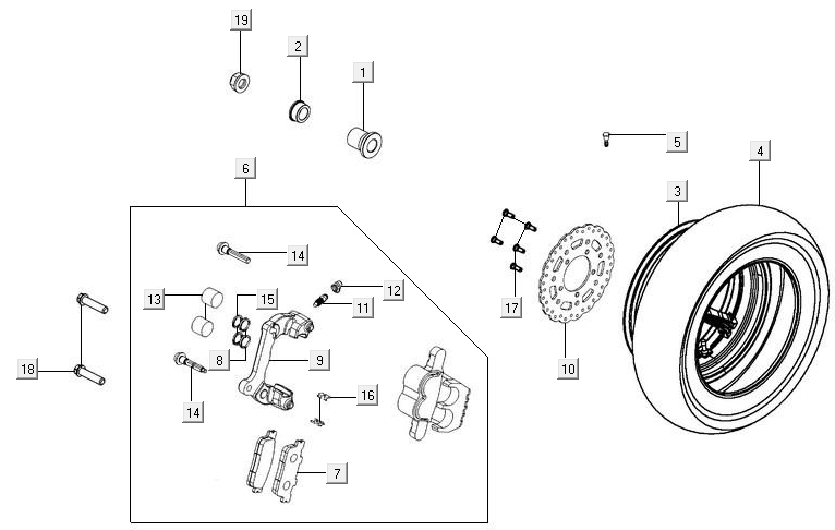 Hinterrad Kymco New Downtown 350I ABS