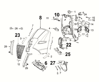 Fairing front Peugeot Django 125 EFI E5 2021-2022 DEEP OCEAN BLUE/ MAD GREY (S5)