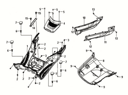 Grundplatte - Mitteldeckel Sym Fiddle III 50 E3 Schwarz (BK-5560S)