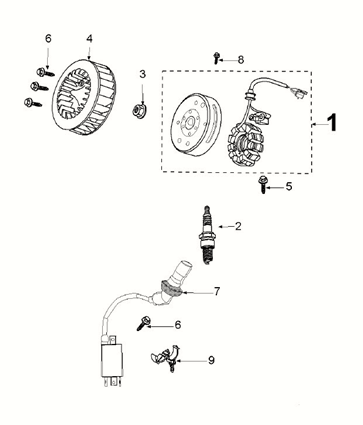 Zündung - Stator - Polrad - Zündspule - Pick up Peugeot Kisbee 50 4T AC Euro 5
