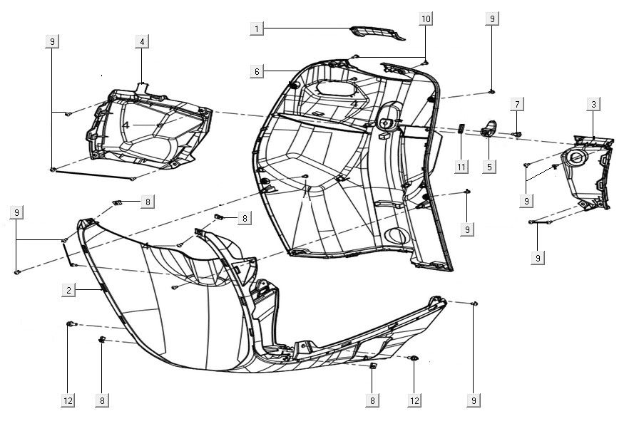 Foot protective shield Kymco Filly 50 E5+ Mat blauw