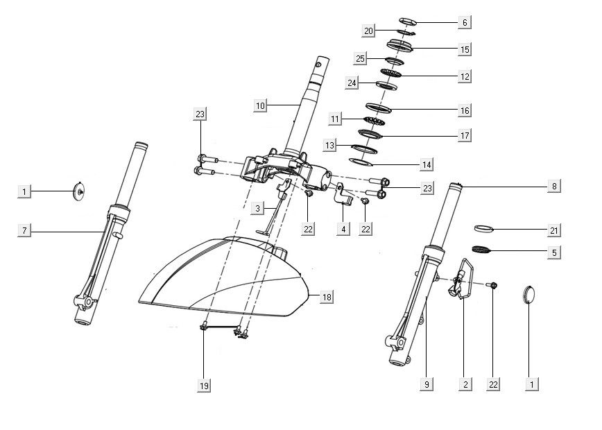 Fork assy Kymco Filly 50 E5+