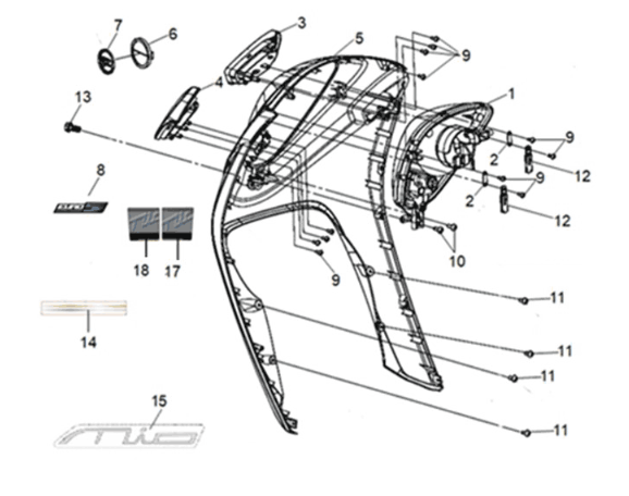 FR.-Hülle Sym Mio 50I E5 Mattschwarz (BK007U/BK001C)