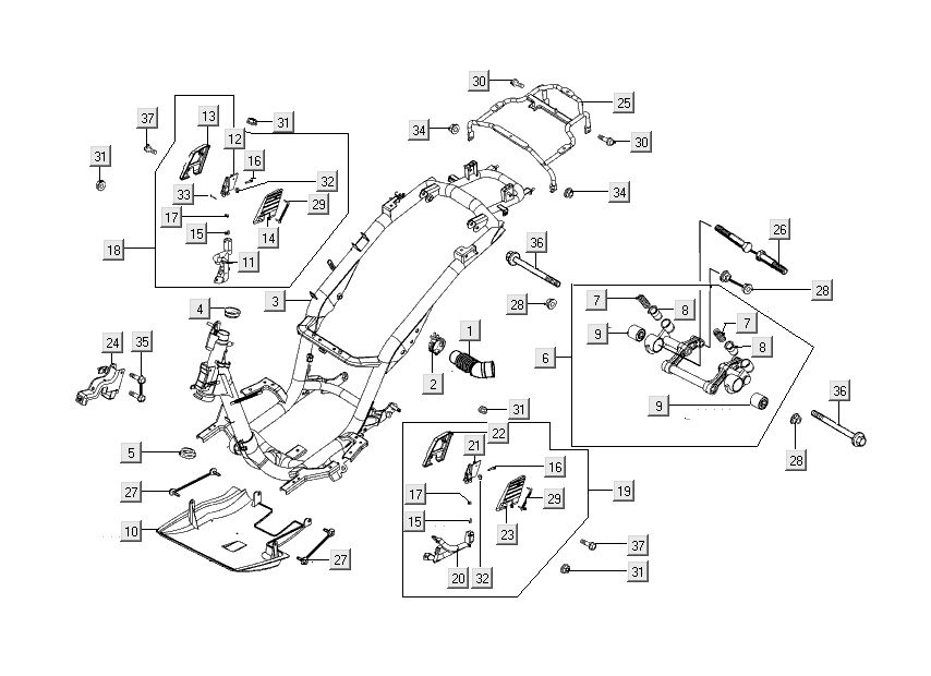 Rahmen Motorhalterung Kymco People S 4-Takt kristallblau