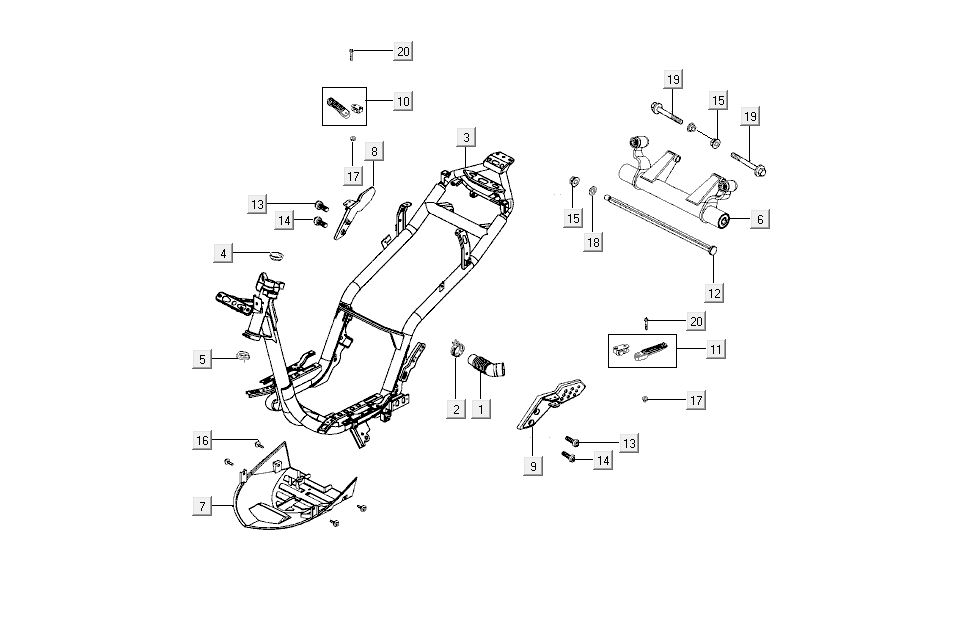 Rahmen Motorhalterung Kymco Super 8 4-Takt (2007-2009) orange