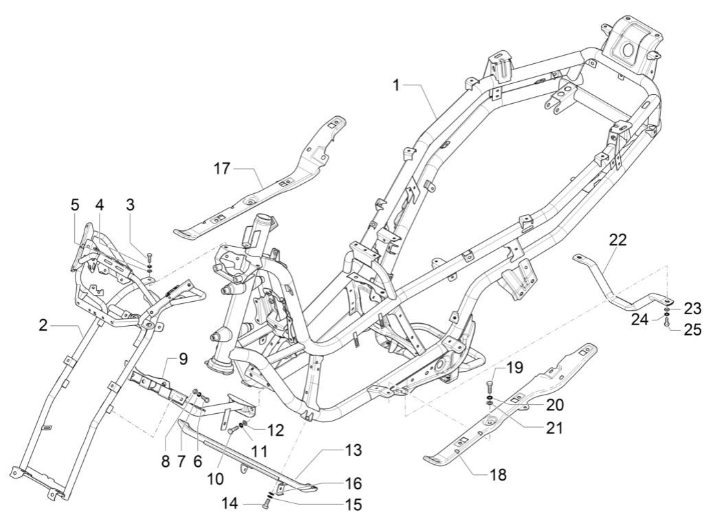 Rahmen Piaggio MP3 300 ie E4 LT BUSINESS - SPORT NOABS-ABS 2016 - 2018 (EMEA)