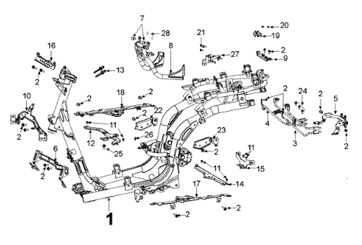 Frame and saddle Peugeot Django 125 EFI E4 2018-2020