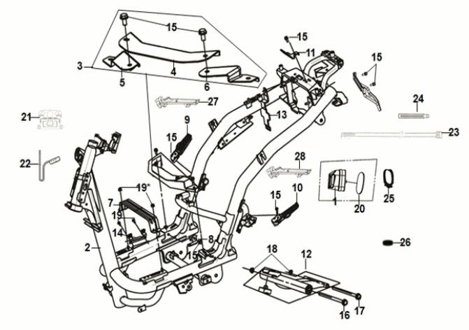 Rahmenkarosserie & Motoranhänger Sym Fiddle IV 50 E5