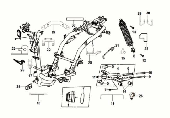Rahmenkörper - Motoraufhänger Sym Orbit III 50 E5