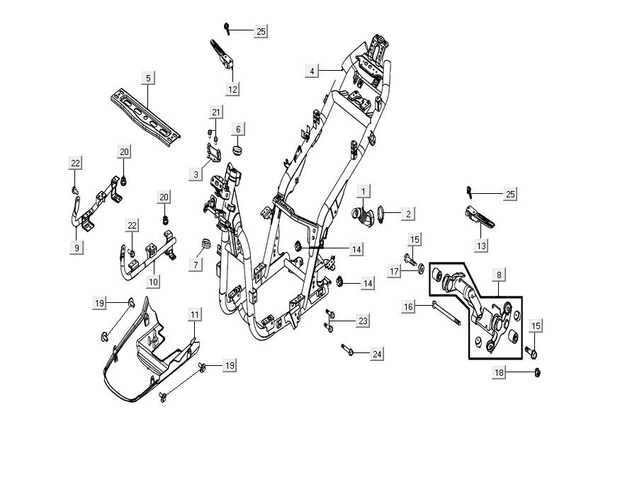 Rahmenteile AGILITY 16+ 4T 200i Matt Metallic Hellblau