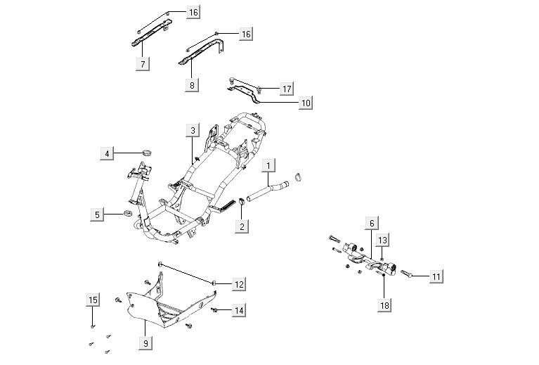 Rahmenteile Kymco Agility 12' 4-Takt sportliches Blau